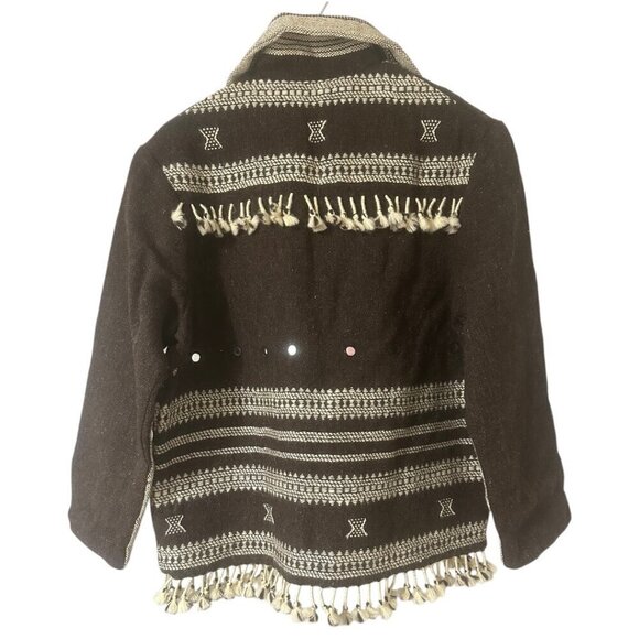 Alix of Bohemia Embroidered Handwoven Brown Blanket Jacket Size XS Western Boho - Picture 7 of 16